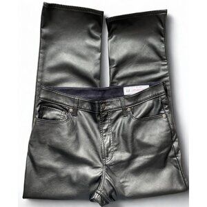 GAP BLACK VEGAN SOFTFAUX LEATHER, LINED JEANS HIGH RISE, 32/14, SPRING FALL WEAR